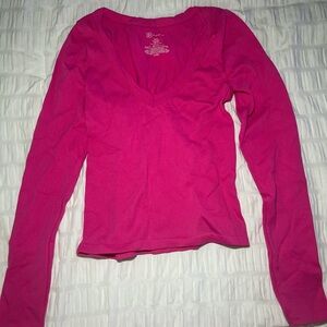 pink long sleeve shirt